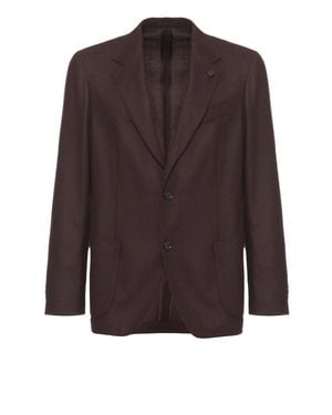 Lardini Wool Jacket With Iconic Pin And Tailored Fit - Brown