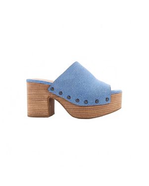 Shu Shop Gina Studded Platform Block Heel Clogs - Blue