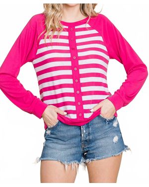 Emerald Collection Striped Relaxed Top - Purple