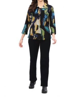 parsley & sage Justine Three Quarter Sleeve Pullover Top - Black