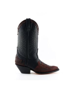 Grinders Burgundy Leather Cowboy Boots-Arizona - Black