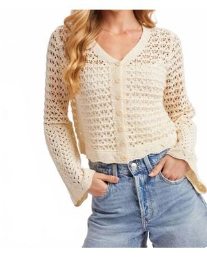Bluivy Button Down Open Knit Crochet Cardigan - White