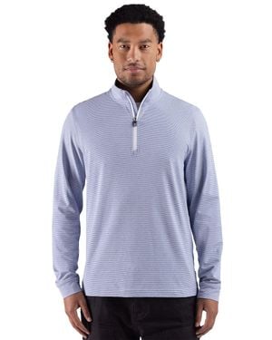 Cutter & Buck Adapt Recycled Soft Knit Stripe Quarter Zip Pullover - Red