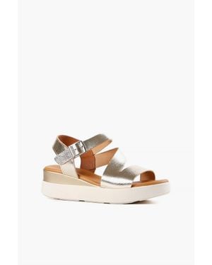 All Black Buckle Lady Platform Sandal - Metallic