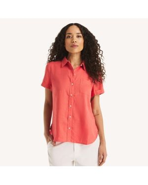 Nautica Linen Camp Shirt - Red