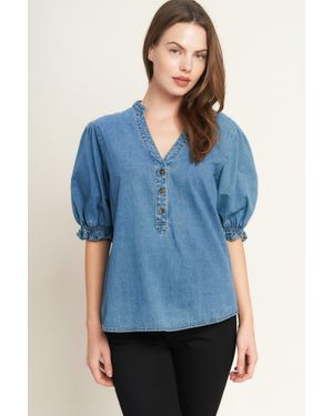 TRUEDAMES Closer To You Denim Top - Blue