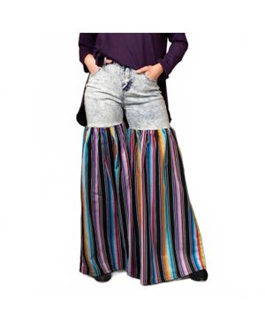 Lucky & Blessed Distressed Light Denim Palazzo Wide Leg Jeans - Blue
