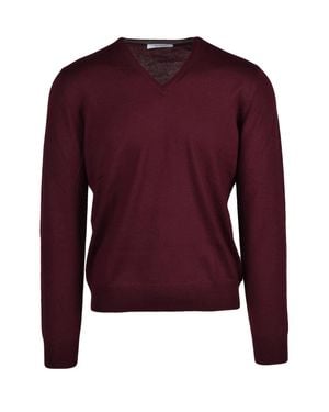 Gran Sasso Classic V-Neck Sweater - Purple