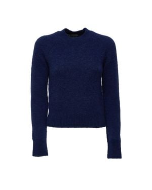 Dries Van Noten Texas Raglan Sleeve Funnel-Neck Sweater - Blue