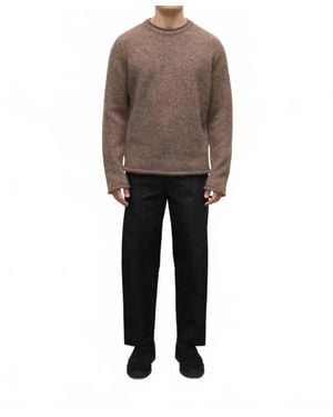 Johnstons of Elgin Crew Neck Rolled Trims Sweater - Brown