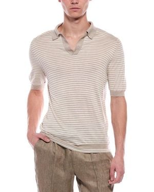 Isaia Cashmere & Silk-Blend Polo Shirt - White