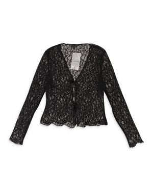 CALLIPYGIAN Lace Tie Button-Up - Black