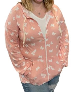 Blumin Butterfly Spring With Pockets Hoodie - Pink