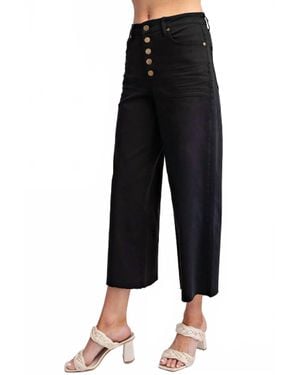 Easel Button-Front High-Rise Twill Pants - Black
