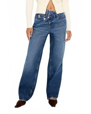 GOOD AMERICAN Good 90S Petite Double Button Crossover Jean - Blue