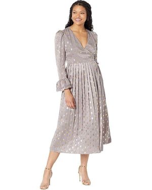 Little Mistress Marcia Dress Pleated Ruffle Long Sleeve Jdm1169 - Gray