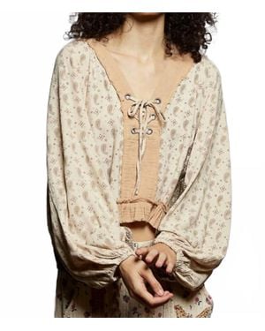 Pol Nashville Romin' V-Neck Top - Natural