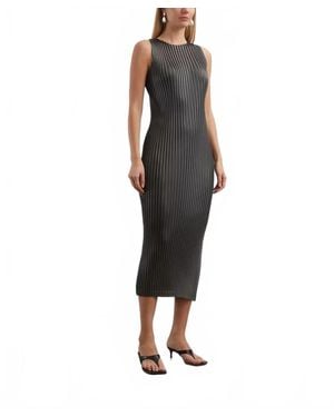 Issey Miyake Glossed Metal Pleats Dress - Black
