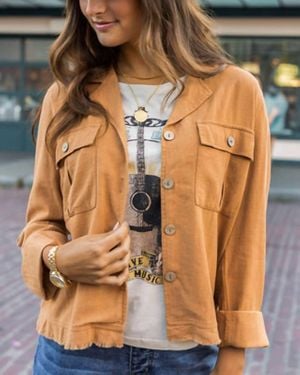 Grace and Lace Linen Safari Jacket - Brown