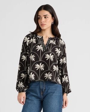 NVLT Raglan V-Neck Blouse - Black