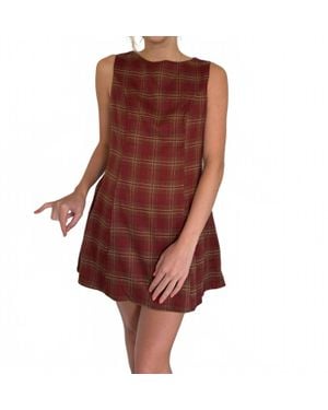 needii Persimmon Plaid Skater Swing Mini Dress - Brown