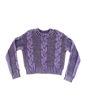 Tenly Girl's Knit Crop Sweater - Purple