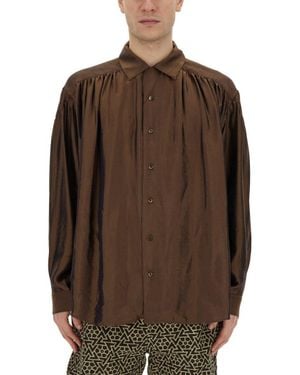 A.I.E. Relaxed Fit Oversize Shirt - Brown