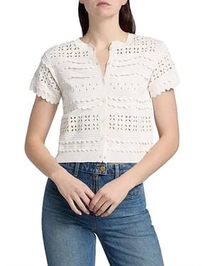 Ulla Johnson Abriana Eyelet Knit Cardigan - White