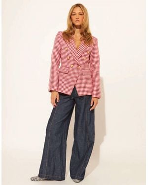John + Jenn Laurent Houndstooth Blazer - Pink