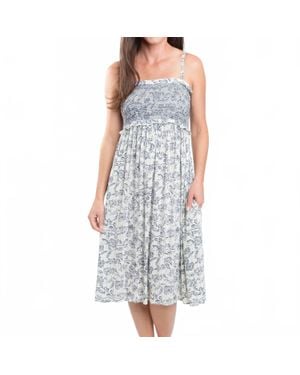 Doe And Rae Sarai Smocked Midi Dress - Gray