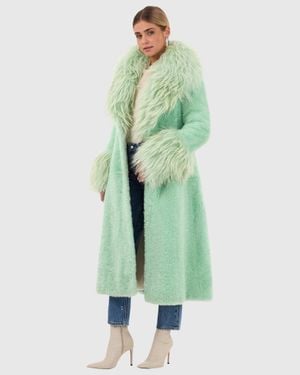 Gorski Cashmere Goat Short Coat With Goat Shawl Collar & Cuffs - Green
