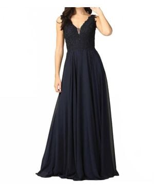 EVA Long Sleeveless Formal Evening Elegant Dress - Blue