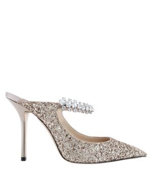 Jimmy Choo Bing 100 Coarse Glitter Mules, Brand Size 34.5 Us Size 4.5 - Metallic