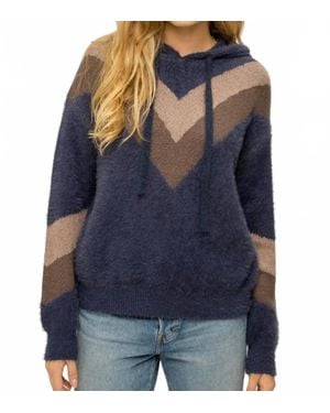Mystree Keller Color Block Hoodie - Blue