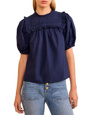 Ulla Johnson Adeline Puff Sleeve Top - Blue