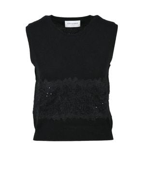 ERMANNO FIRENZE Lace Polyamide Tank Top - Black