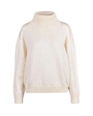 Add Extrafine Merino Wool High Neck Sweater With Ribbed Details - White