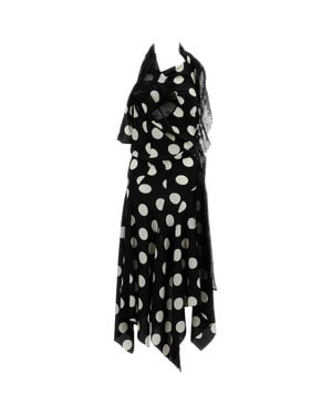 Junya Watanabe Polka Dot Fluid Fabric Midi Dress - Black