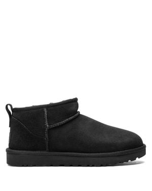 UGG Calf Suede Slip-On Boots With Shearling Appliqué - Black