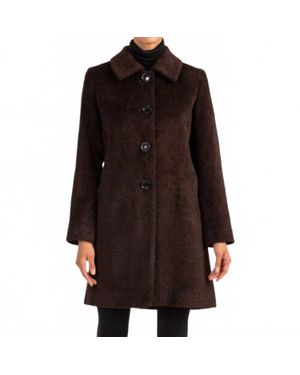Sofiacashmere Wool And Alpaca Car Coat - Brown