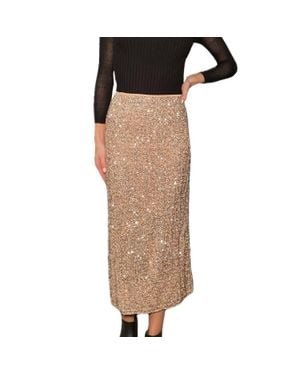 Bluivy Sequin Party Midi Skirt - Brown