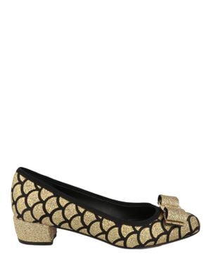 Ferragamo Vara Glitter Pumps - Brown