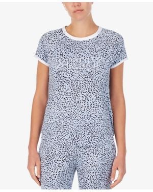 DKNY Sleepwear Contrast-Trim Sleep T-Shirt - Blue