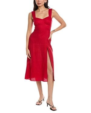 Seraphin Sleeveless Linen Midi Dress - Red