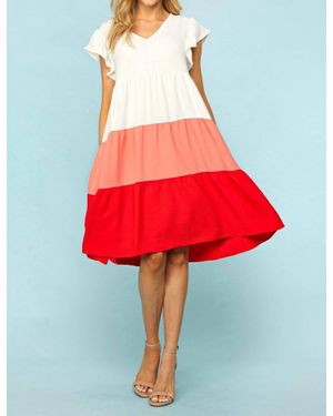 Haptics Babydoll Ruffled Dress - Red