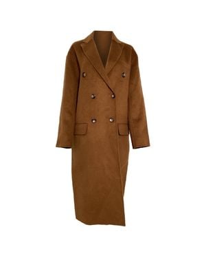Reformation Double-Breasted Long Coat - Brown