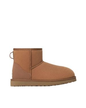 UGG Chestnut Classic Mini Sheepskin Plush Ankle Boots - Brown