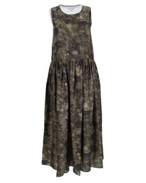 Uma Wang Flowing Gathered Waistband Floral Midi Dress - Black