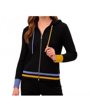 French Kyss Braided Zip Up Hoodie - Black