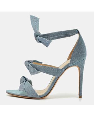 Alexandre Birman Metallic Lurex Fabric Lolita Knot Ankle Strap Sandals - Blue